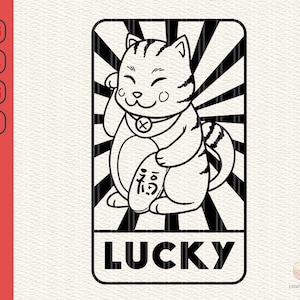 Lucky Cat Svg, Fortune Cat Svg, Cat Clipart, Maneki Neko Cat, Dxf, Eps, Cat Svg, Luck Svg, Chinese Svg, Money Svg, Fortune Svg, Animal Svg