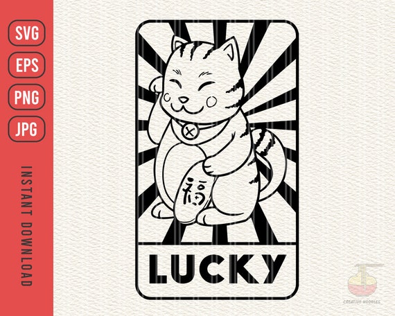 Lucky Cat Svg, Fortune Cat Svg, Cat Clipart, Maneki Neko Cat