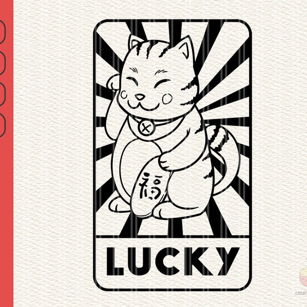Lucky Cat Svg, Fortune Cat Svg, Cat Clipart, Maneki Neko Cat, Dxf, Eps, Cat Svg, Luck Svg, Chinese Svg, Money Svg, Fortune Svg, Animal Svg