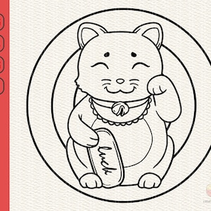 Lucky Cat Svg, Fortune Cat Svg, Cat Clipart, Maneki Neko Cat, Dxf, Eps, Cat Svg, Luck Svg, Chinese Svg, Money Svg, Fortune Svg, Animal Svg
