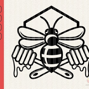 Simple Bee svg, Bee svg, Bumble Bee svg, Bee Digital File, Honey Bee svg, Honey Comb Bee svg, Bee and Honey Scoop svg, dxf, eps, png, jpg