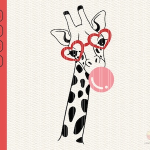cute giraffe with glasses svg, cute giraffe with bubblegum, zoo animal giraffe withe glasses and bubblegum svg eps png dxf