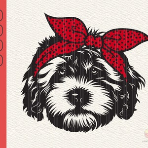 Shih Tzu Svg, Shih Tzu Polka Dots Bandana svg, Clipart de chien mignon, visage d’animal png, Animal svg, Shih Tzu Clipart Print, Cricut Cutting Files, Png