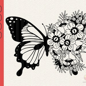 Floral Butterfly svg, Butterfly svg, Insect svg, Butterfly Tattoo, Butterfly Clipart, Silhouette, Digital File, Cut file, SVG, DXF, PNG