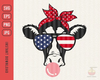 アメリカの農場の牛 svg、農場の牛 svg、牛の顔 svg、農場の牛のバンダナ svg、農場の牛のメガネ svg、牛 svg、eps、dxf、カット ファイル、png
