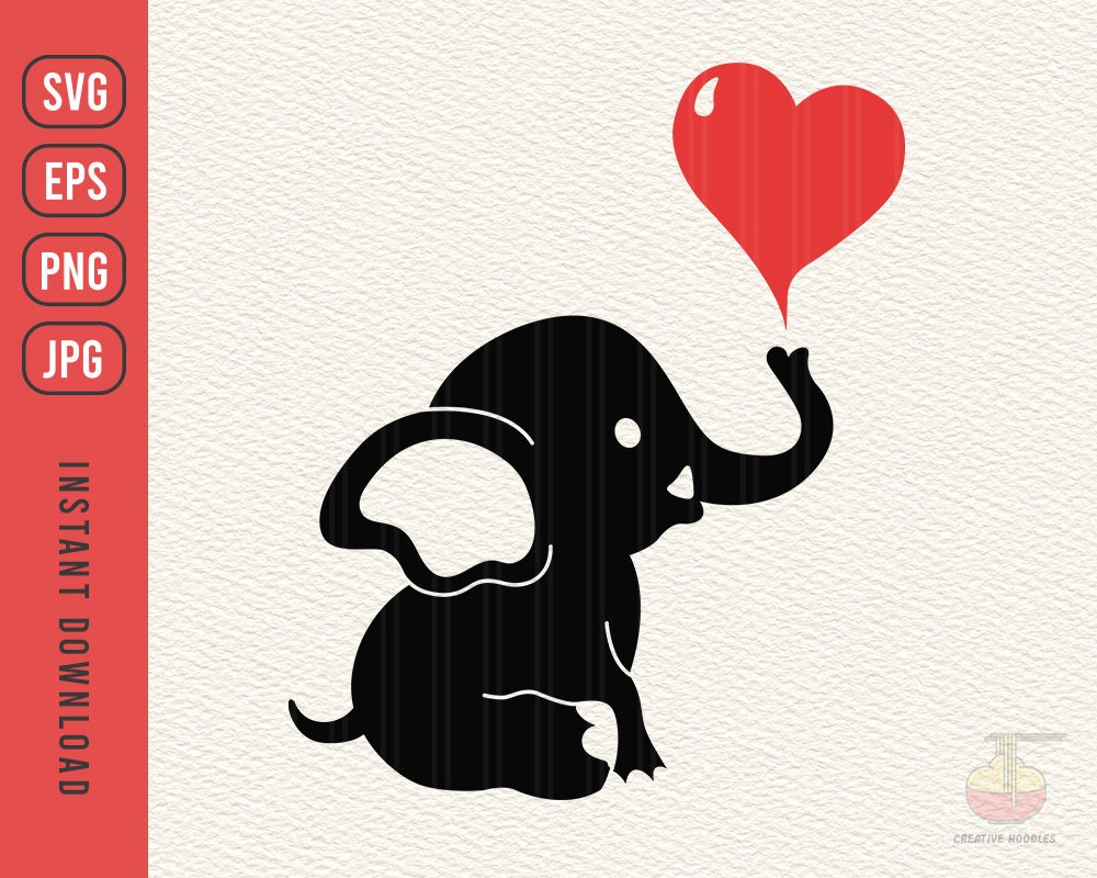 Heart Baby Elephant Baby Elephant Svg Png Files for Cricut - Etsy UK