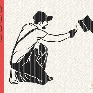Parede de pintura de homem svg, Pintor svg, Silhueta de pintor svg, Pintura de homem svg, Pintor de homem, Faz-tudo svg, dxf, eps, png, jpg