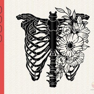 Rib Cage Floral Svg, Ribcage Floral svg, Human Skeleton Rib Cage svg, Flowers Skeleton Rib Cage svg, Rib Cage svg, eps, dxf, png, jpg