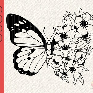 Floral Butterfly svg, Butterfly svg, Insect svg, Butterfly Tattoo, Butterfly Clipart, Silhouette, Digital File, Cut file, SVG, DXF, PNG