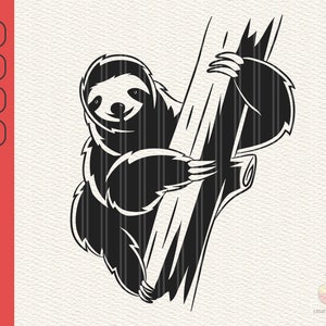 Sloth Svg, Sloth Svg files for cricut, Cute Sloth Hangin On A Branch, Sloth Svg, Png, Eps, Clipart, Silhouette, Cricut, Vector download