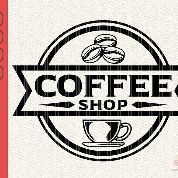 Cup of Coffee svg, Coffee Shop Branding svg, Coffee Branding svg, Coffee Beans svg, Coffee Mug and Beans clip art, svg, eps, png, dxf