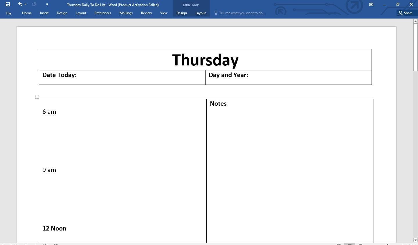 Thursday Daily To-do List Planner PRINTABLE Undated Minimalist ...