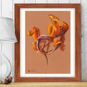Fleur sec - Tirage limité d'un dessin Pastel sec original - Décor - Carte de cadeau