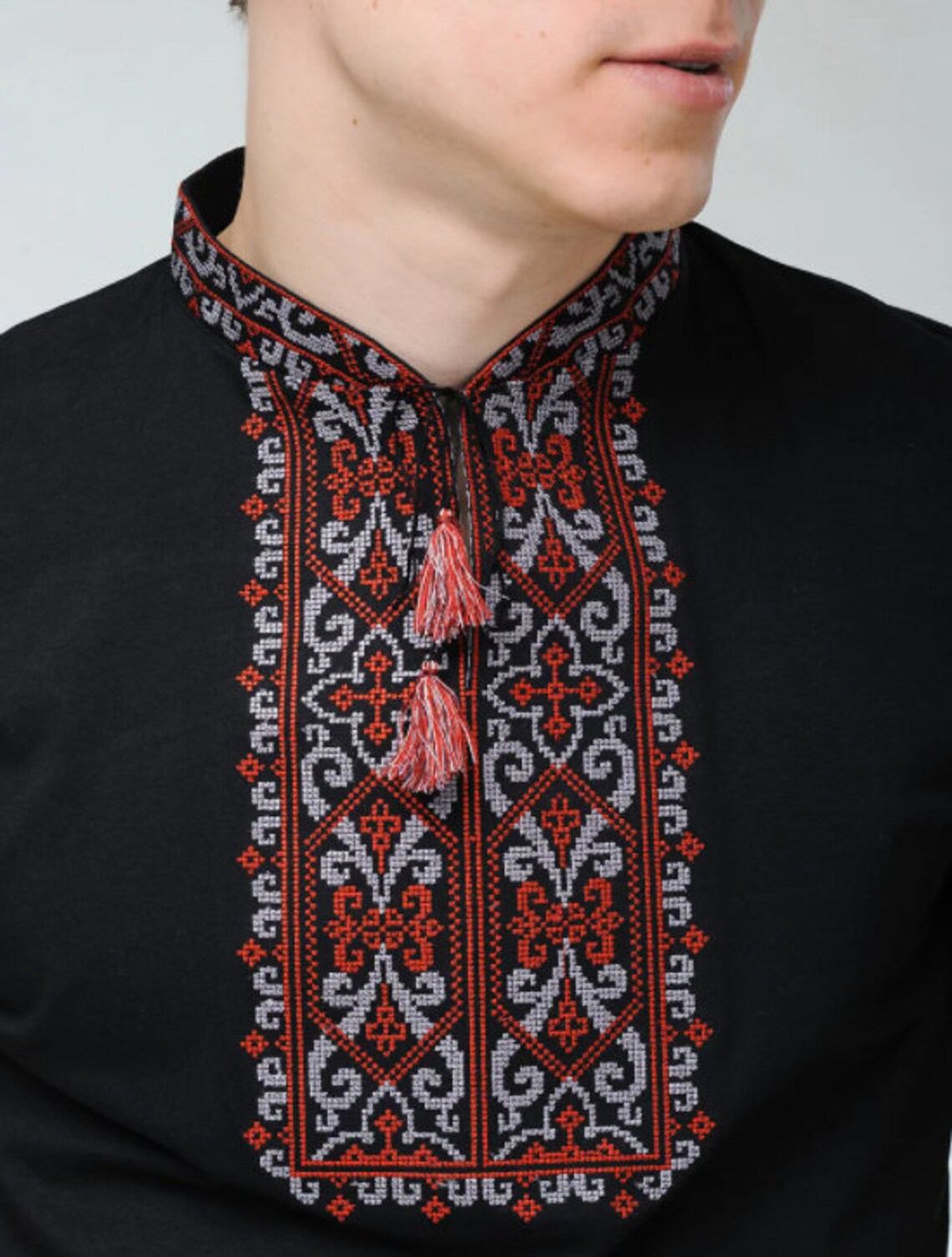 Fashionable men's embroidered Tshirt in dark color Etsy