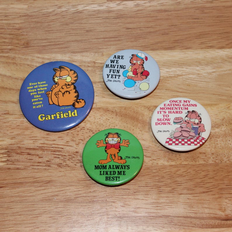 Garfield Button Vintage Garfield Pinbacks/buttons - Your Choice - Etsy