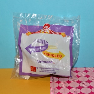 Vintage McDonald&#39;s Grimace Reversible Vehicles Happy Meal Toy 1998 - New in Package