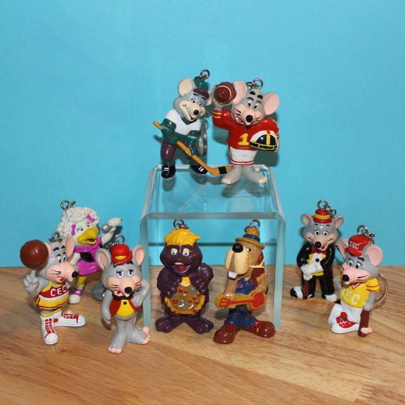 Vintage Chuck E. Cheese PVC Figure Upcycled Keychains - Soccer
