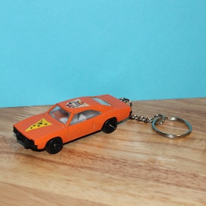 Vintage Chuck E. Cheese Metal Race Car Upcycled Keychain