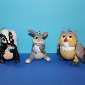Vintage Bambi Toy Keychains McDonald&#39;s Happy Meal  - Your Choice - Flower,  Friend Owl, or Thumper