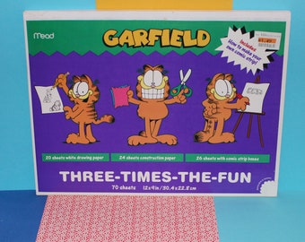 Vintage Garfield Three-Times-the-Fun Drawing Paper, Construction Paper, Comic Strip Sheets