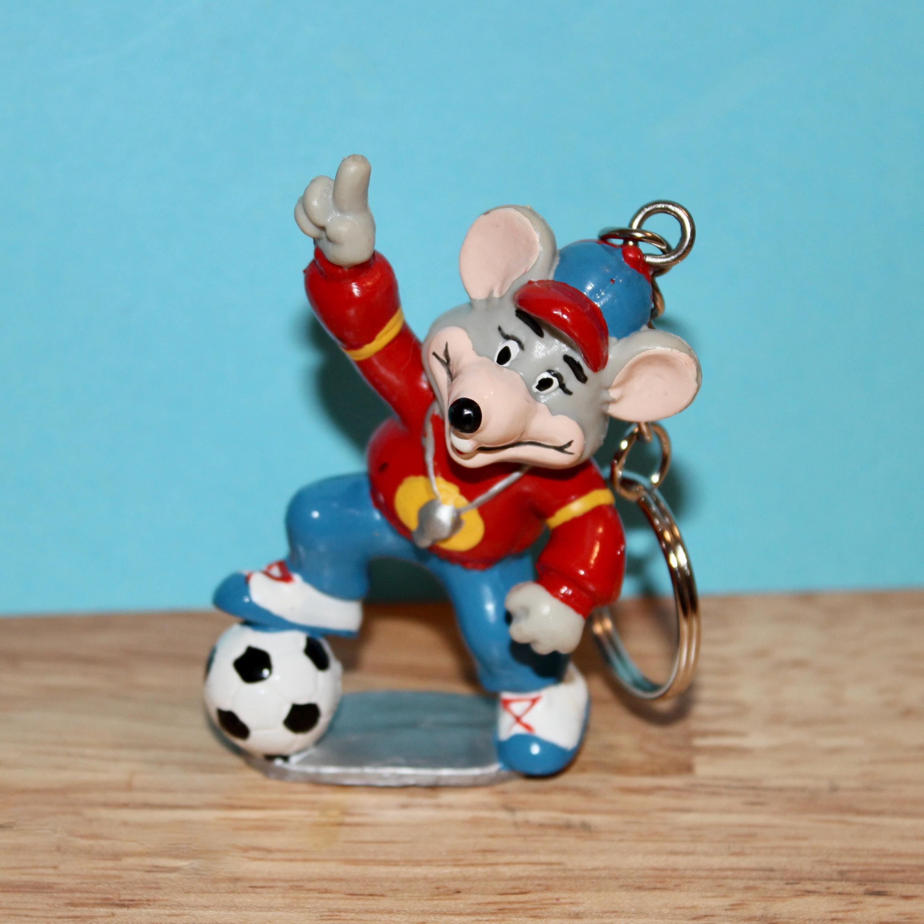 Vintage Chuck E. Cheese PVC Figure Upcycled Keychains - Soccer