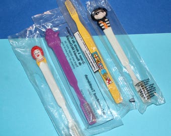 Vintage McDonald's Happy Meal Toothbrushes In Packaging - Grimace, Hamburglar, Ronald - Your Choice