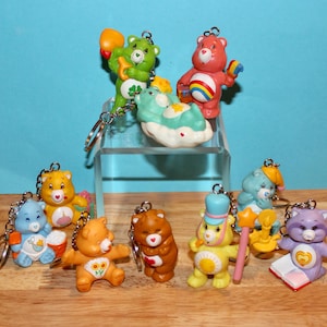 Vintage Care Bears Cake Toppers PVC Upcycled Keychains