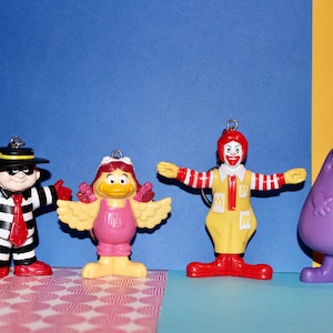 Vintage McDonald's Happy Meal Upcycled Grimace, Hamburglar, Ronald, and Birdie Keychains/Bag Accessories - Your Choice