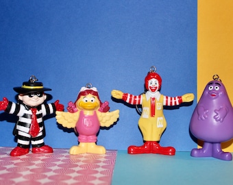 Vintage McDonald's Happy Meal Upcycled Grimace, Hamburglar, and Birdie Keychains/Bag Accessories - Your Choice