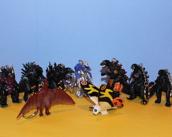 Godzilla Cake Toppers Upcycled Keychains - Your Choice