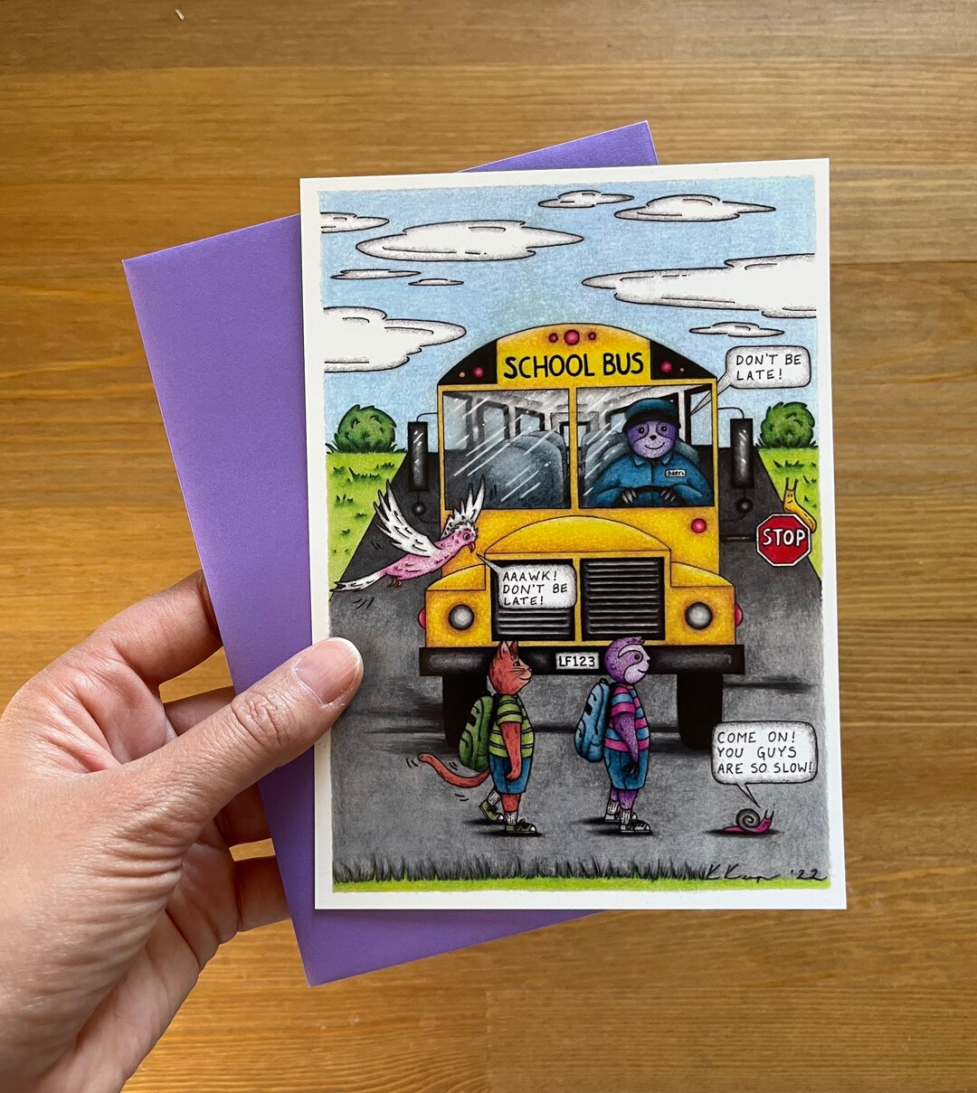 Sloth Animal School Bus Card - Etsy