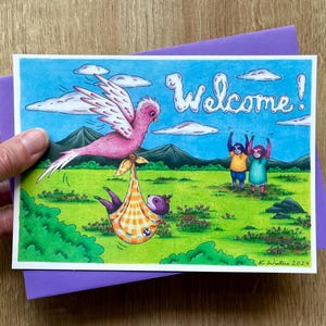 Cartão de bebê preguiça roxa