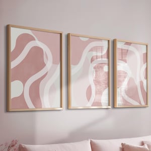 Set of 3 Wall Prints, Pink Wall Prints, Pink Wall Decor, Pink Abstract Art, Pink Wall Art, Pink Abstract Prints, Pink Home Decor, Pink, Art