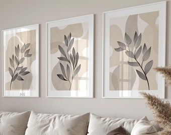 Beige Wandkunst, Beige Wanddrucke, Beige Wanddekor, Abstrakte Kunstdrucke, Neutrale Wandkunst, Neutrale Wanddekoration, Beige, 3er-Set Wanddrucke