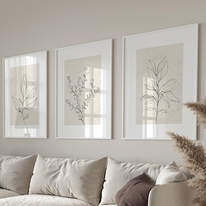 Neutral Wall Art Prints, Botanical Wall Art, Beige Wall Art, Botanical Prints, Neutral Home Decor, Set of 3 Wall Prints, Neutral Wall Art