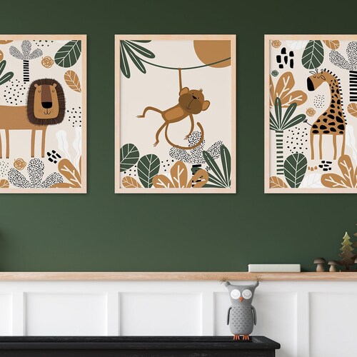 Printable Art 16x20 Nursery Wall Print Set Safari Etsy