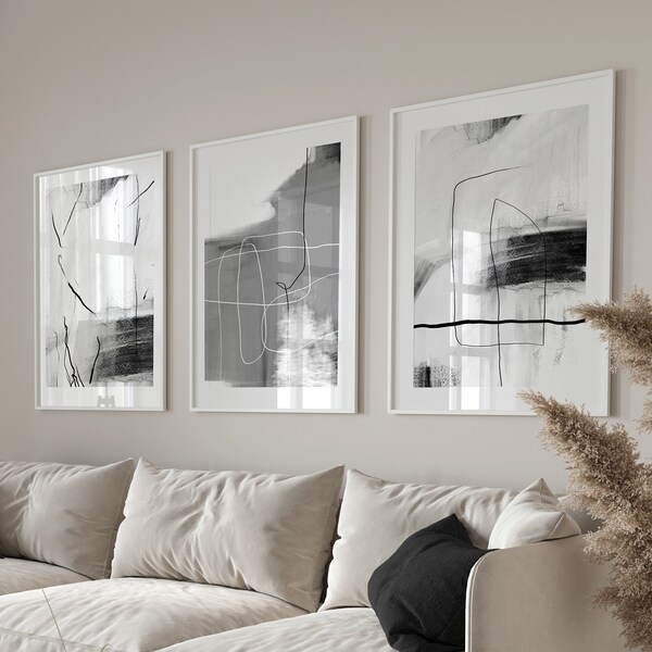 Black White Light Gray Wall Art Etsy
