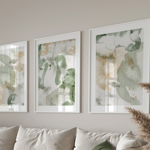 Set of 3 Printable Sage Green Wall Prints Green Botanical - Etsy
