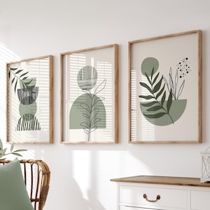 Set of 3 Green Boho Wall Prints, Boho Wall Art, Sage Green Wall Art, Green Wall Decor, Sage Green, Abstract Art, Green Boho Prints, Wall Art