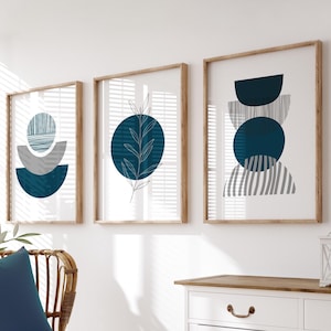 Boho Wandkunst, Teal Wandkunst, Petrol Blau Wand-Dekor, Blaue Wanddrucke, Boho-Wand-Dekor, 3er-Set Wandbilder, Blaugrün & Grau, Wand-Dekor, Boho