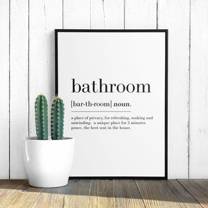 Printable Art, Bathroom Definition Wall Print, Bathroom Wall Art, Bathroom Decor, Digital Download, Downloadable Art, Print at Home