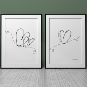 Endless Love Bedroom Prints, Black & White Prints, Bedroom Decor, Heart Wall Art, Bedroom Wall Art, Set of 2 prints, Minimalist Wall Art