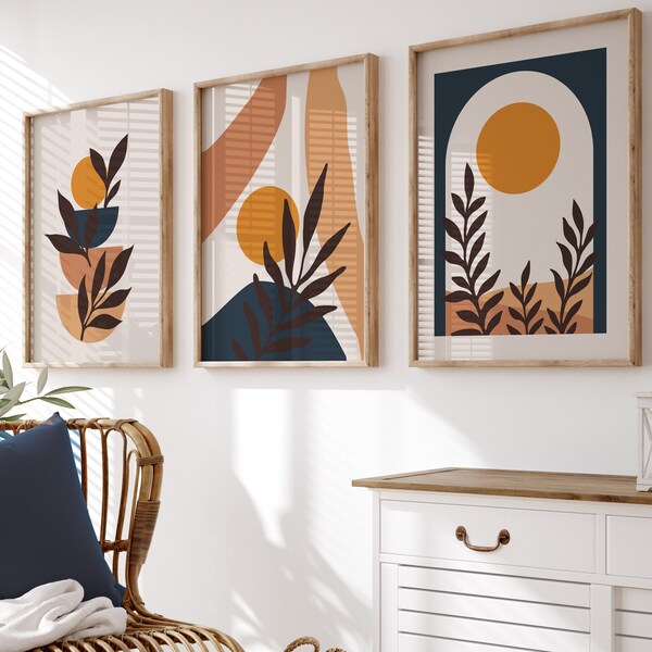 Blue Orange Wall Art Etsy