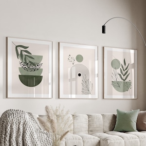 Set of 3 Boho Wall Prints, Boho Wall Art, Sage Green Wall Prints, Green Wall Decor, Boho Prints, Sage Green, Black, Beige, Boho Wall Decor image 3