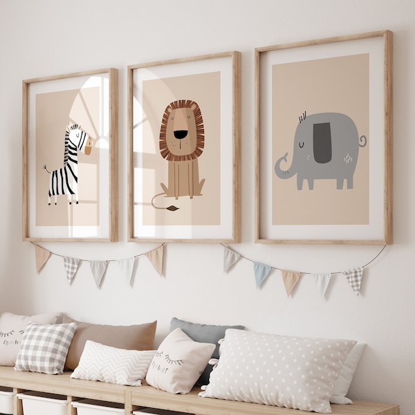 Safari Nursery Wall Prints, Animal Nursery Prints, Neutral Nursery Prints, Boho Nursery Wall Art, Nursery Decor, Safari Nursery Prints