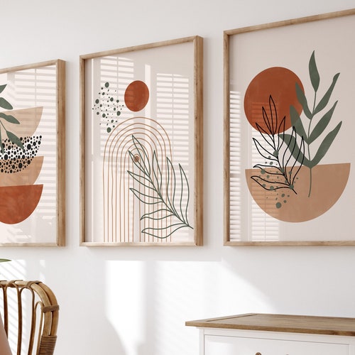 Boho Abstract Wall Art Prints Boho Wall Decor Set of 3 Etsy UK