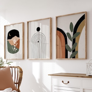 Boho Wall Art, Home Decor, Boho Wall Decor, Bohemian, Wall Prints, Set of 3 Wall Prints, Terracotta Wall Art, Terracotta, Abstract Art