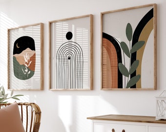 Boho Wall Art, Home Decor, Boho Wall Decor, Bohemian, Wall Prints, Set of 3 Wall Prints, Terracotta Wall Art, Terracotta, Abstract Art