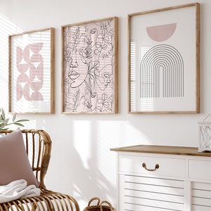 Pink Wall Art Prints Pink Boho Wall Decor Blush Pink Wall - Etsy