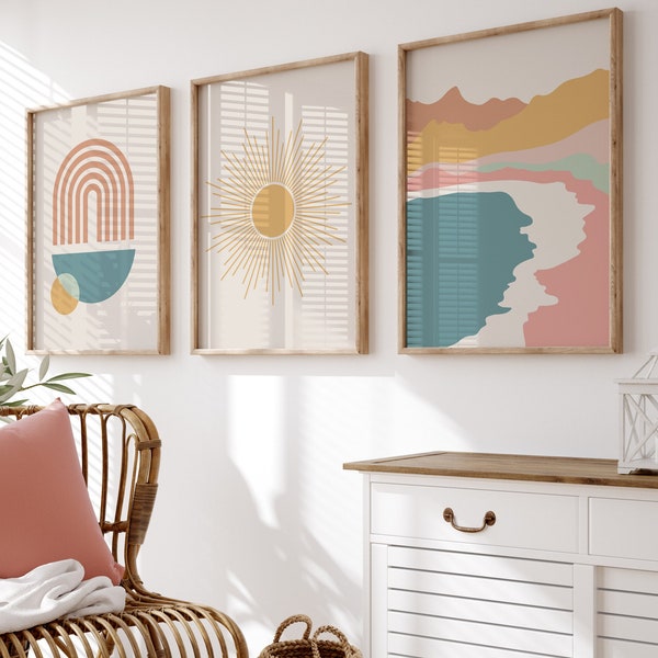 Teal and Yellow Art Etsy